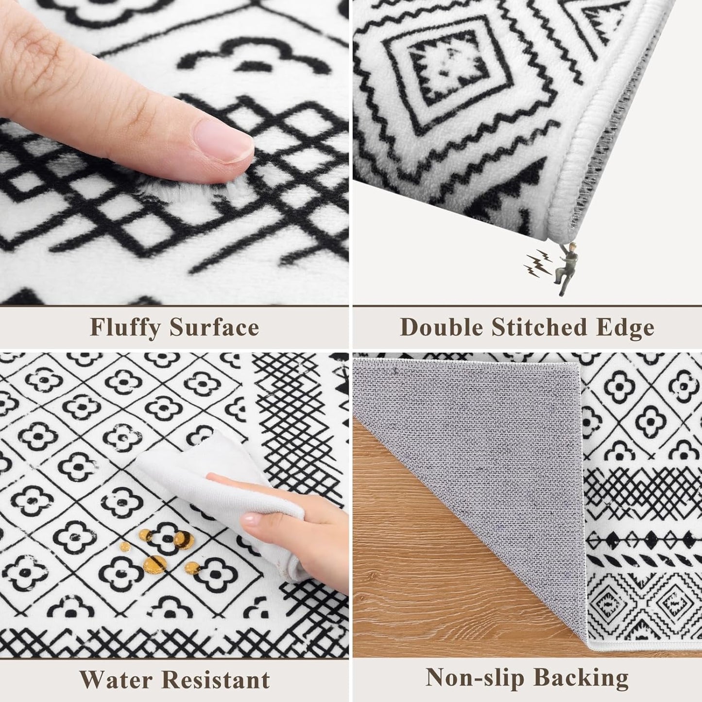 Area Rugs Soft Low Pile Non Slip Washable Rug Floor Mat for Entryway Kitchen Bedroom Living Room Dorm