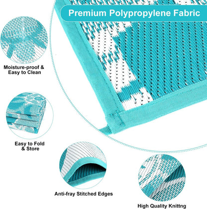 Outdoor Rug for Patio Reversible Plastic Straw Patio Camping Rug