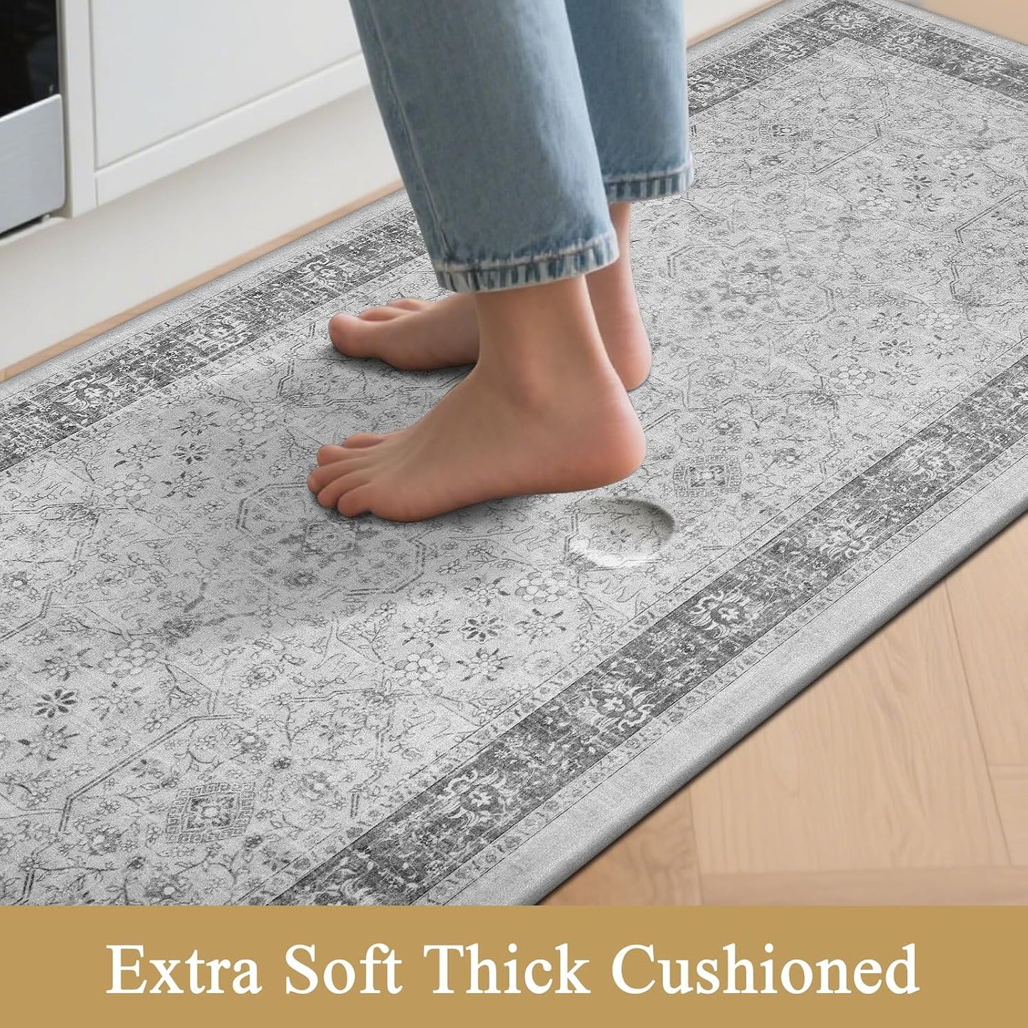 Anti Fatigue Kitchen Floor Mats Set of 3, Cushioned Rugs, Non Slip Comfort Standing Mat, PVC Foam Padded Kitchen Rugs