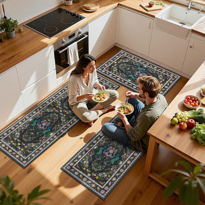 HEBE Machine Washable Non-Slip Kitchen Mat Farmhouse Kitchen Rugs Sets of 3 (20"x32"+20"x48"+20"x59")
