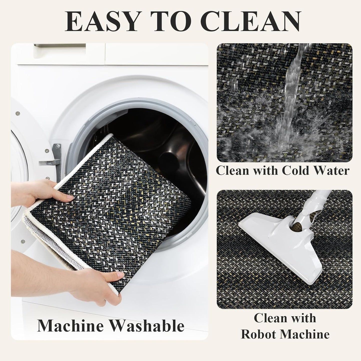 HEBE Boho Kitchen Rugs Sets 3 Piece with Runner Non Slip Kitchen Mats for Floor Washable Bohemian Runner Rug Set of 3 ﻿