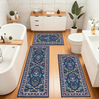 HEBE Machine Washable Non-Slip Kitchen Mat Farmhouse Kitchen Rugs Sets of 3 (20"x32"+20"x48"+20"x59")