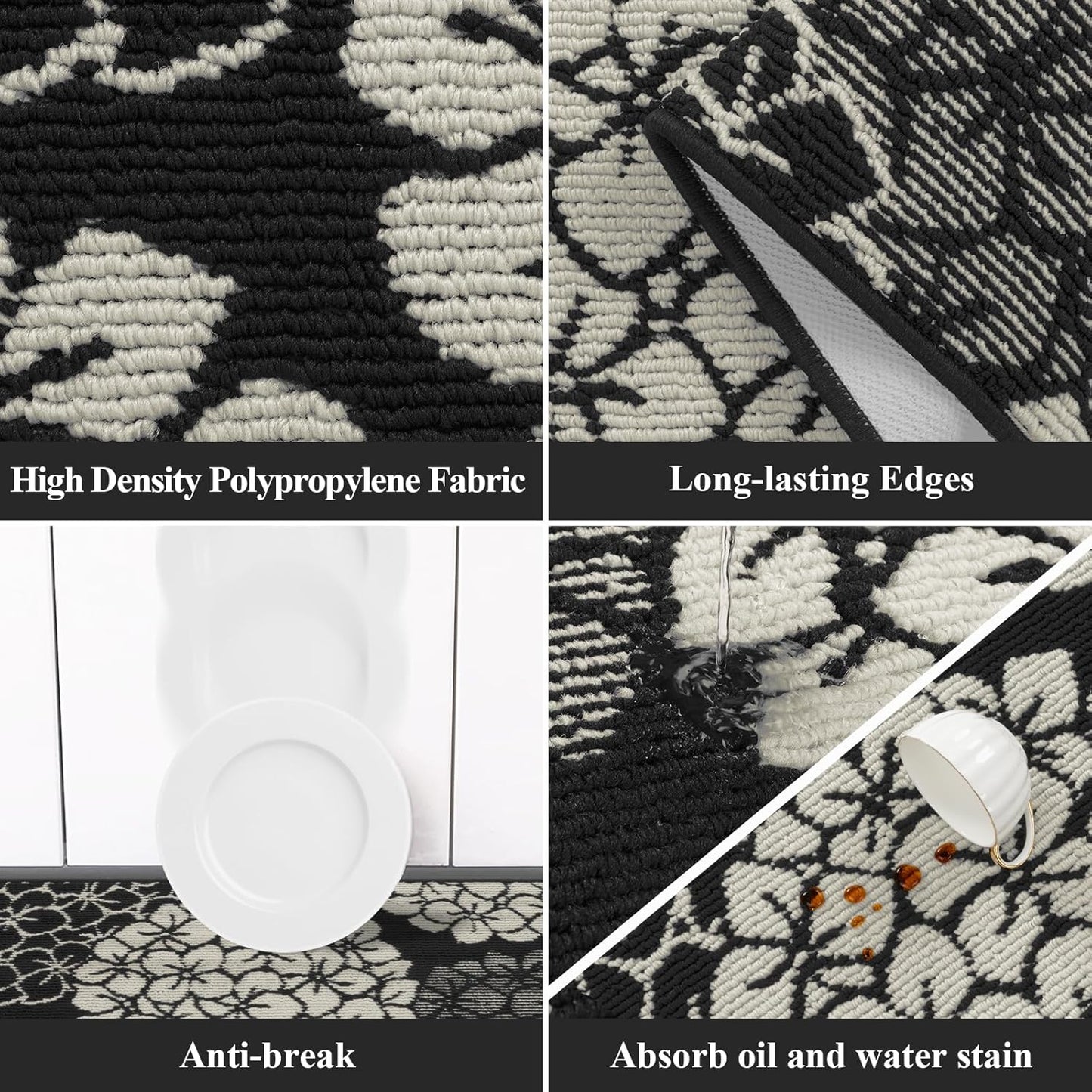 Kitchen Rugs and Mats Set of 3 Non Skid Washable Absorbent Laundry Floor Mat