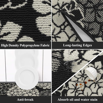 Kitchen Rugs and Mats Set of 3 Non Skid Washable Absorbent Laundry Floor Mat