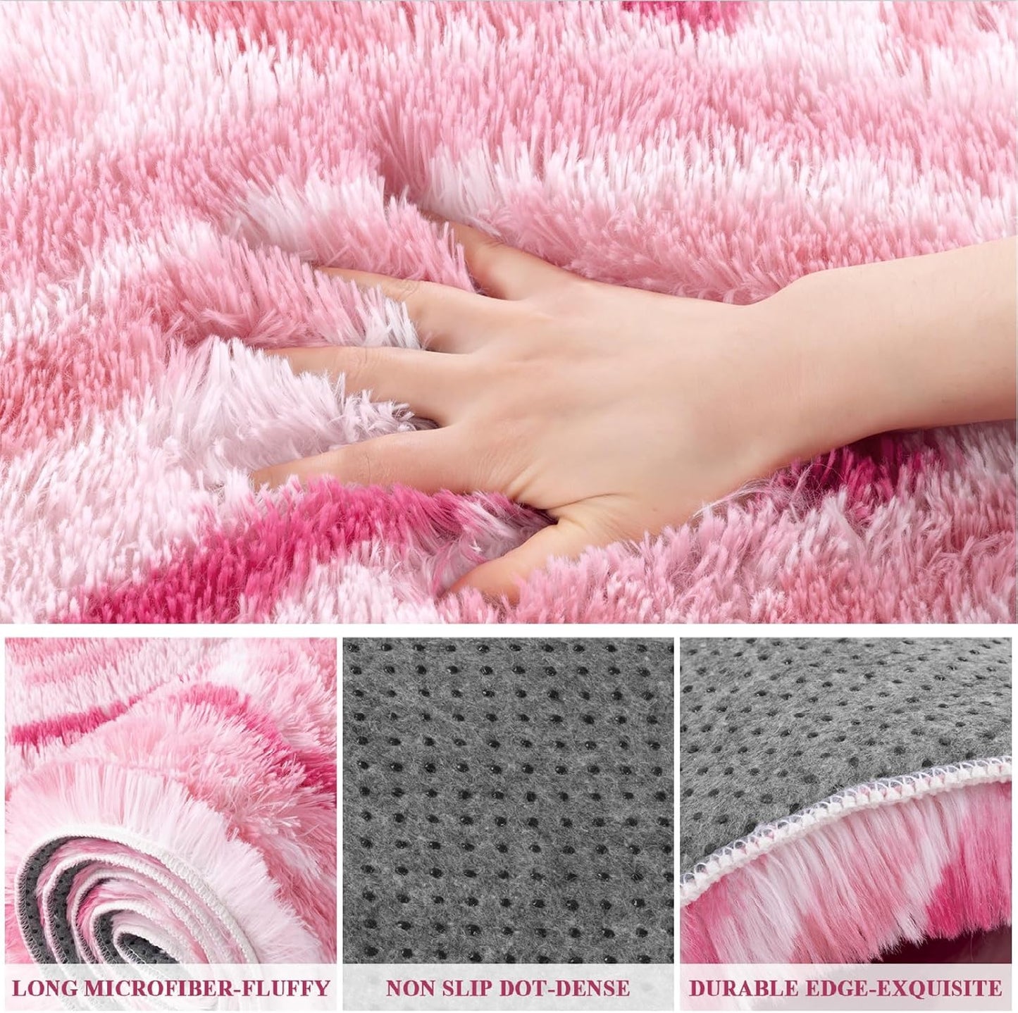 HEBE? 3x5Ft Fluffy Area Rug for Bedroom