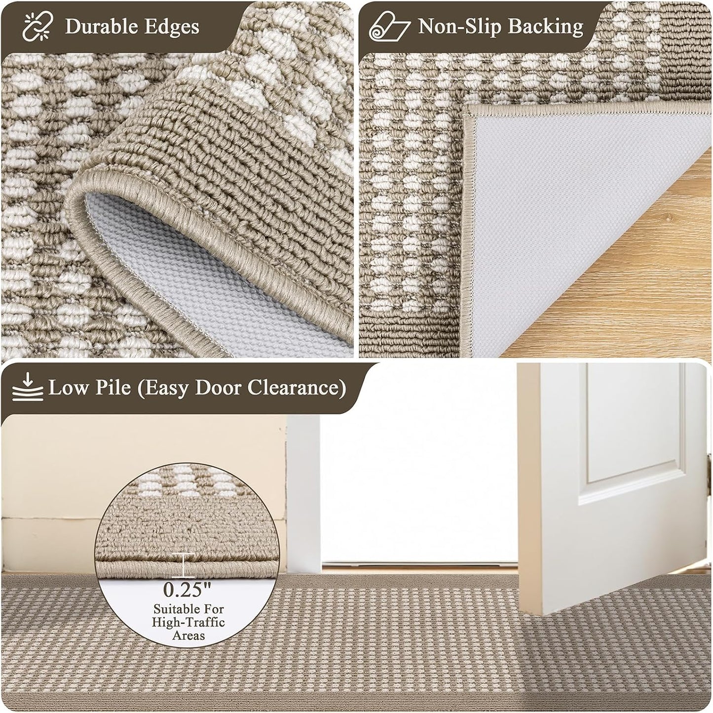 Hallway Runner Rug Heavy-Duty Durable Entryway Floor Mat with Non Slip Rubber Backing