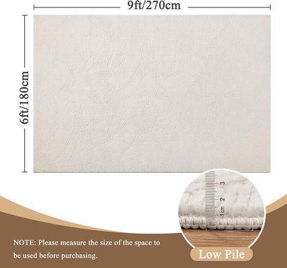 HEBE Washable Area Rug for Living Room, Beige Soft Fluffy Tropical Leaf Carpet with Non Slip Backing