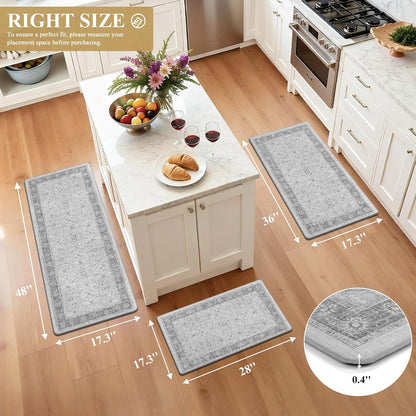 Anti Fatigue Kitchen Floor Mats Set of 3, Cushioned Rugs, Non Slip Comfort Standing Mat, PVC Foam Padded Kitchen Rugs
