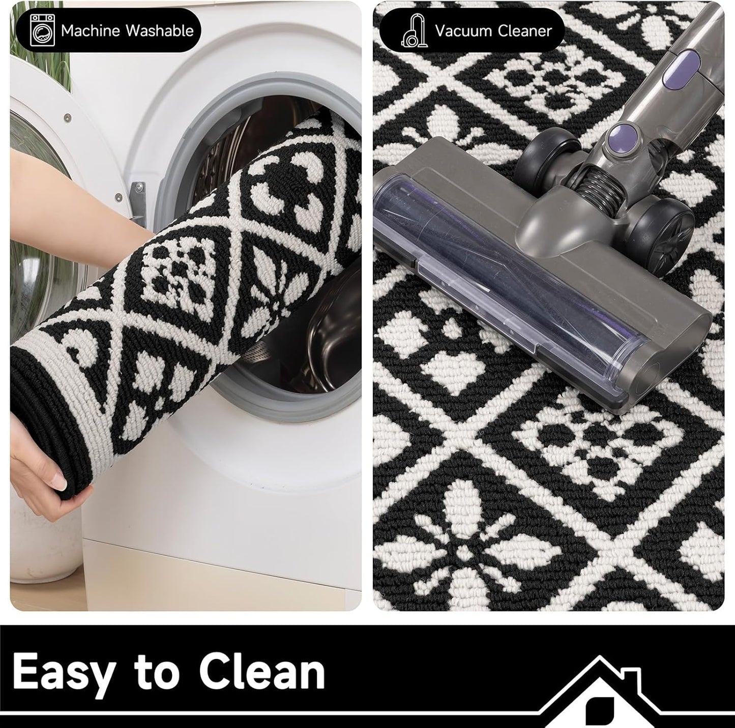Hallway Runner Rug, Washable Indoor Brown Carpet with Non Slip Rubber Backing,Low Pile Durable Kitchen Floor Mat for Laundry Entryway Door & High Traffic Areas
