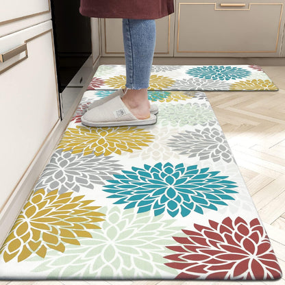 HEBE Anti Fatigue Kitchen Rugs Set of 2, Cushioned Kitchen Mats for Floor | Non Slip Washable Kitchen Runner Rug Set