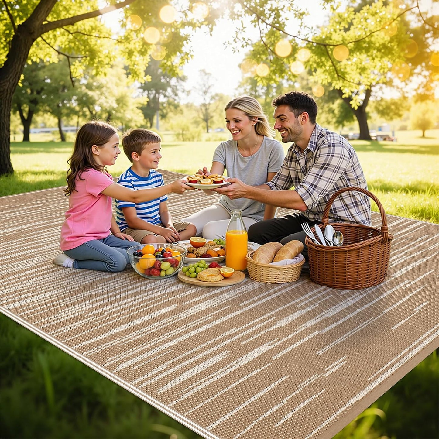 HEBE Outdoor Rug for Patios Clearance Waterproof Patio Mat Plastic Straw Rug Reversible RV Camping Tent Rug Outside Indoor Outdoor Area Rugs for RV,Deck,Beach,Balcony,Camper