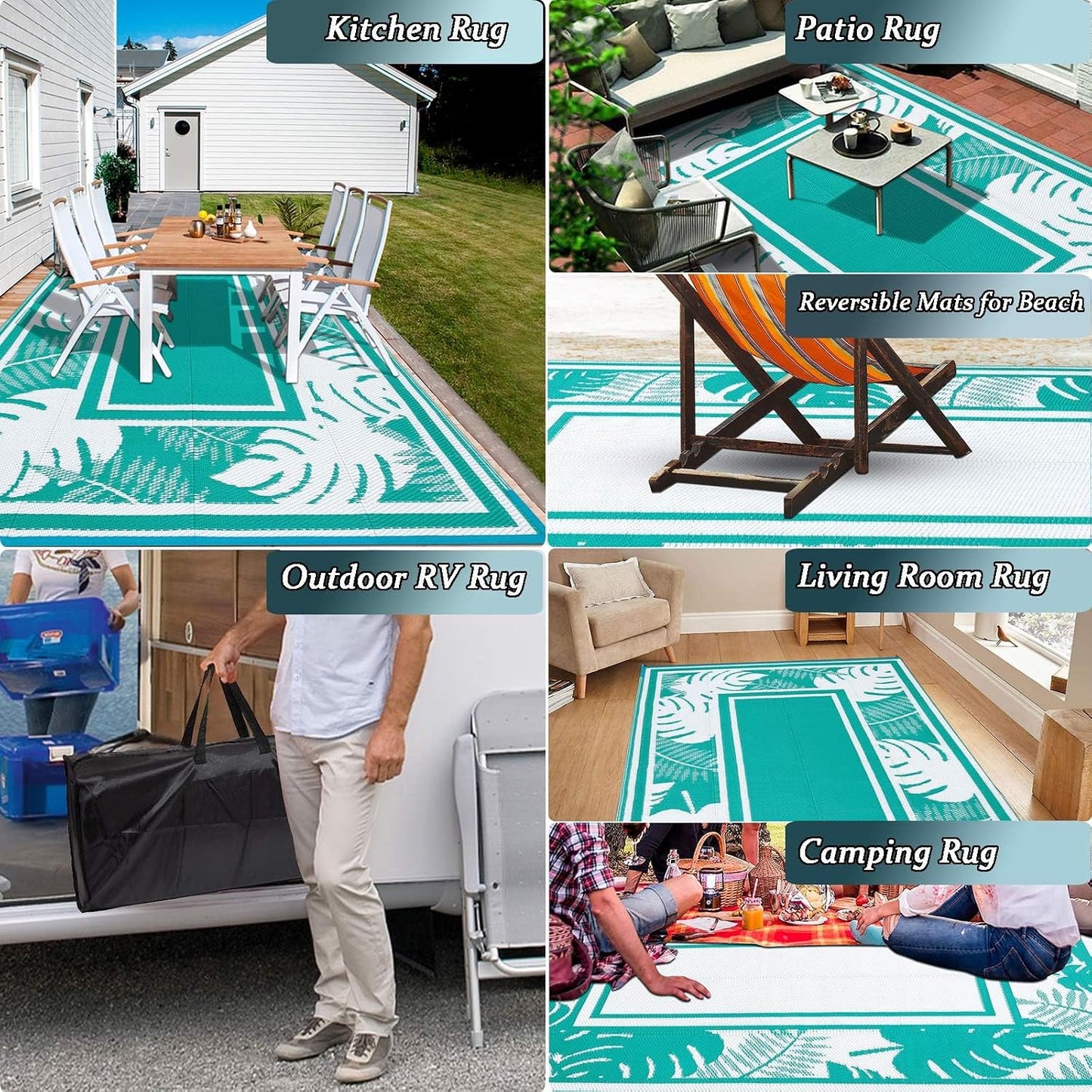 Outdoor Rug 5'x7' Plastic Straw Rugs for Patios RV Camping Mat Reversible Mats Large Floor Mat for RV Outside, Backyard, Deck, Picnic, Beach, Trailer, Camping