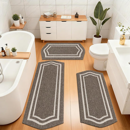 HEBE Farmhouse Kitchen Rugs Sets of 3 Non Slip Washable Boho Kitchen Rugs and Mats