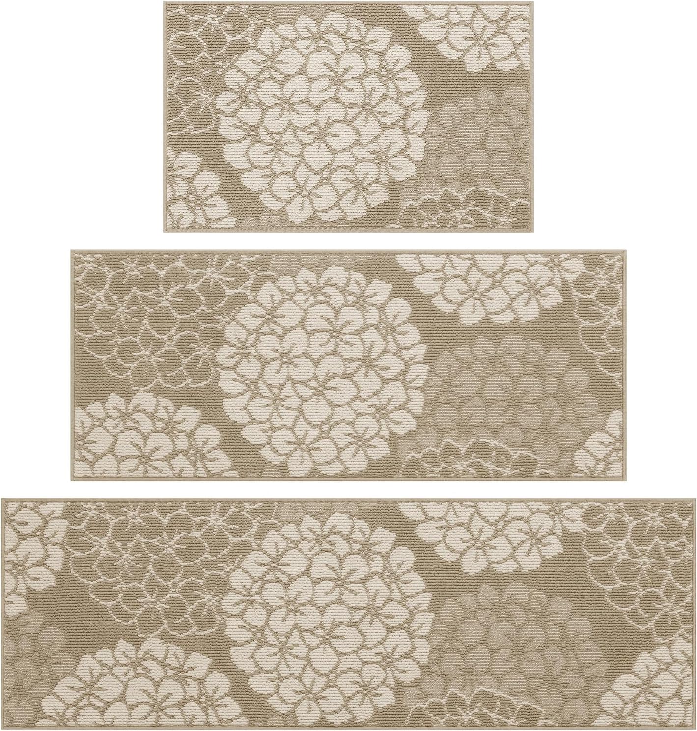 Kitchen Rugs and Mats Set of 3 Non Skid Washable Absorbent Laundry Floor Mat