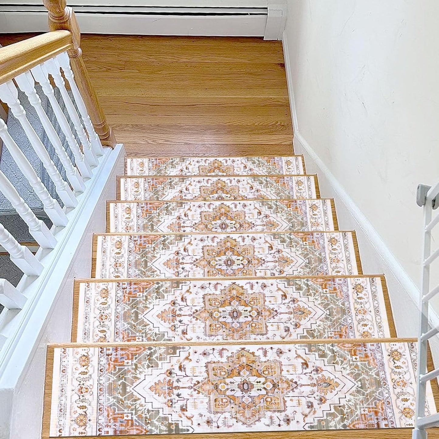 HEBE Carpet Stair Treads for Wooden Steps Indoor Rubber Staircase Step Treads Non Slip Stair Runner Mats for Dogs and Kids Stairway Grip Step Treads Carpet