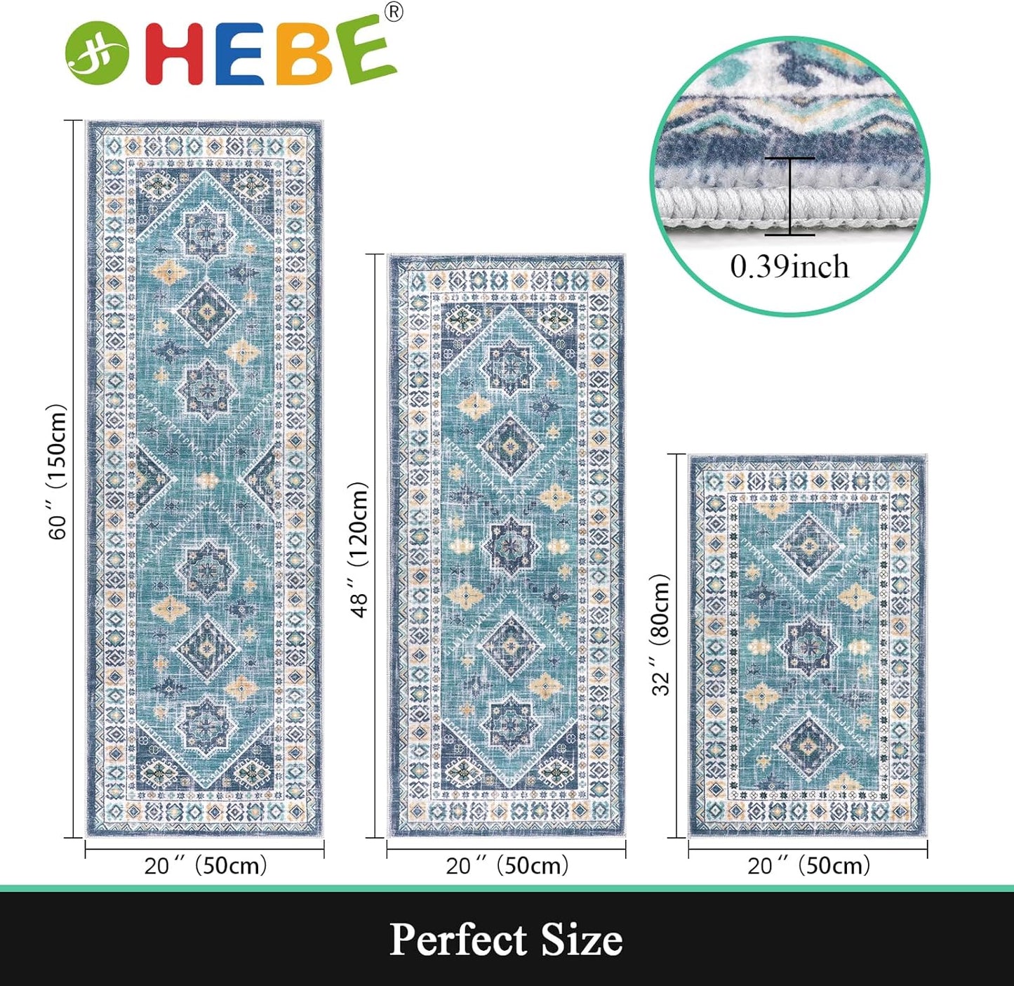 Boho Kitchen Rug Sets 3 Piece with Runner Non Slip Kitchen Rugs and Mats Washable Kitchen Mats for Floor Thick Kitchen Floor Mat Carpet Runner Rugs for Hallway Laundry Holiday Decor