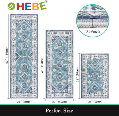 Boho Kitchen Rug Sets 3 Piece with Runner Non Slip Kitchen Rugs and Mats Washable Kitchen Mats for Floor Thick Kitchen Floor Mat Carpet Runner Rugs for Hallway Laundry Holiday Decor