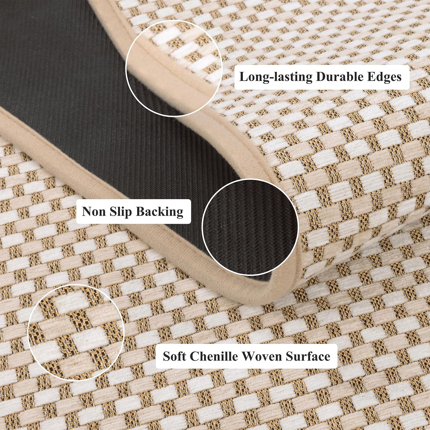 HEBE Kitchen Rugs Sets of 2 Non Slip Washable,20"x59"+20"x32" Cushioned Rubber Kitchen Mats for Floor