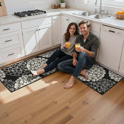 Kitchen Rugs and Mats Set of 3 Non Skid Washable Absorbent Laundry Floor Mat