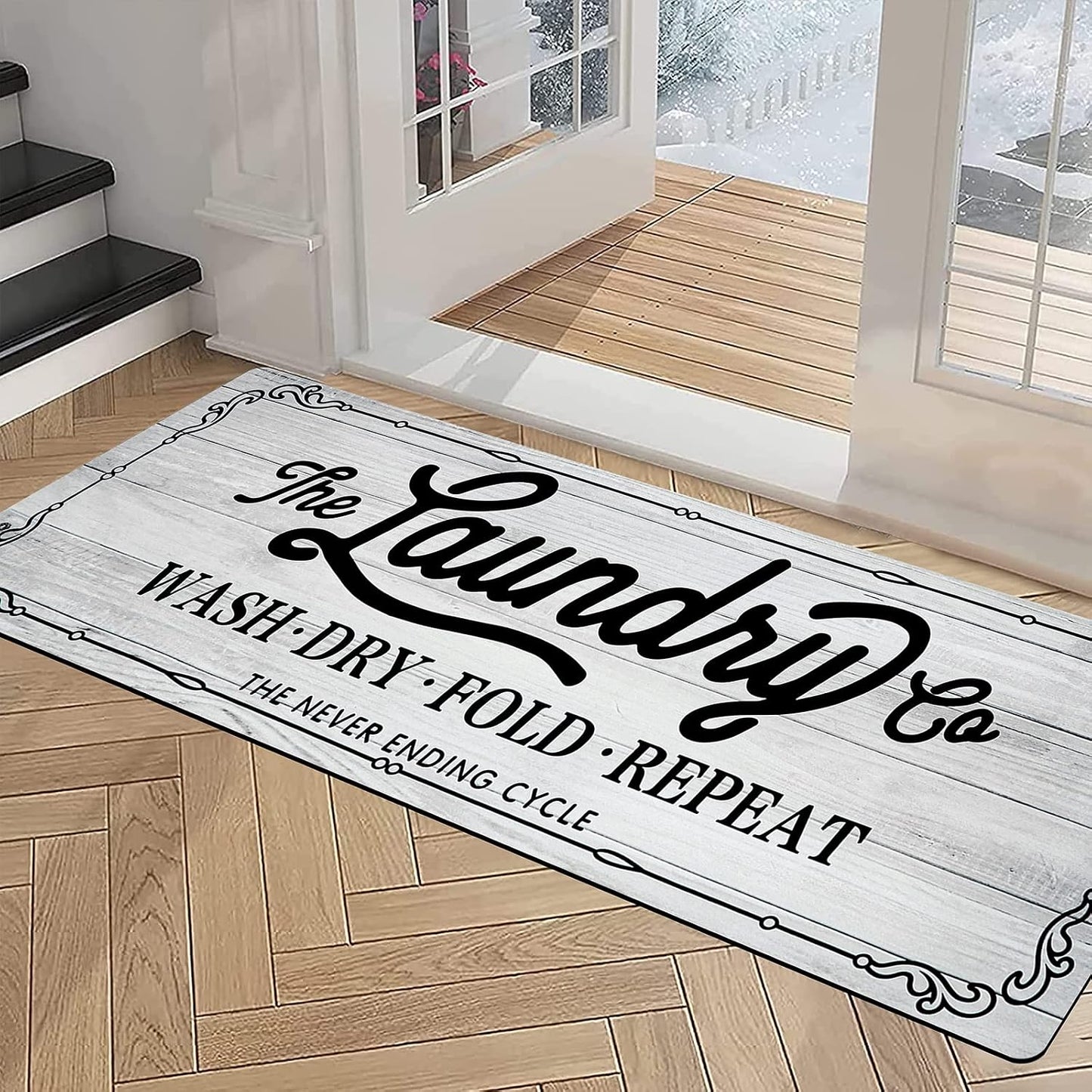HEBE Farmhouse Kitchen Rug 20"X48", Non Slip, Washable, Machine Made