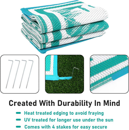 Outdoor Rug 5'x7' Plastic Straw Rugs for Patios RV Camping Mat Reversible Mats Large Floor Mat for RV Outside, Backyard, Deck, Picnic, Beach, Trailer, Camping