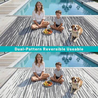 HEBE Outdoor Rug for Patios Clearance Waterproof Patio Mat Plastic Straw Rug Reversible RV Camping Tent Rug Outside Indoor Outdoor Area Rugs for RV,Deck,Beach,Balcony,Camper