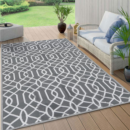 HEBE Waterproof Reversible Outdoor Rug for RV Camping Porch Deck Balcony Backyard Picnic