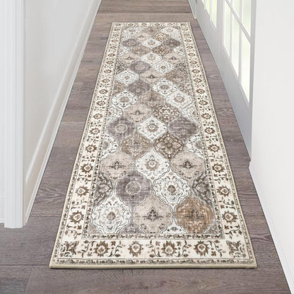 HEBE Hallway Runner Rug Washable Vintage Distressed Area Rugs Non Slip Laundry Rug Runner Boho Floor Carpet Runners for Hallways Entryway Laundry Room Kitchen Bathroom