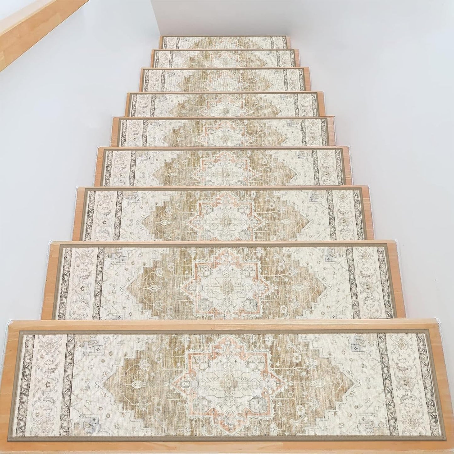 HEBE Stair Treads for Wooden Steps Indoor, 15 Pack 8" X 30" Stair Treads Non Slip with Reusable Adhesive Backing, Non-Skid Carpet Stair Runners for Kids Elders and Pets