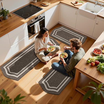 HEBE Farmhouse Kitchen Rugs Sets of 3 Non Slip Washable Boho Kitchen Rugs and Mats
