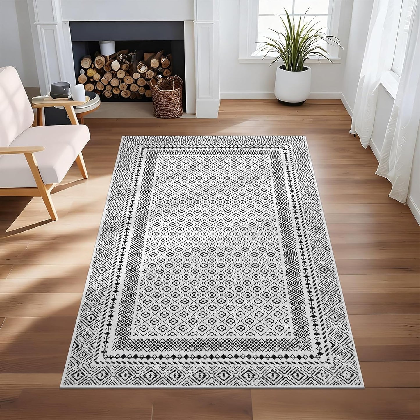 Area Rugs Soft Low Pile Non Slip Washable Rug Floor Mat for Entryway Kitchen Bedroom Living Room Dorm