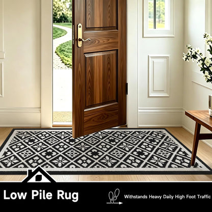 Hallway Runner Rug, Washable Indoor Brown Carpet with Non Slip Rubber Backing,Low Pile Durable Kitchen Floor Mat for Laundry Entryway Door & High Traffic Areas