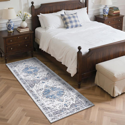 HEBE Boho Runner Rug Non Slip Washable Runner Rug for Hallway Fluffy Kitchen Rugs Laundry Room Rug Floor Carpet Runners for Hallway, Bedroom, Entryway