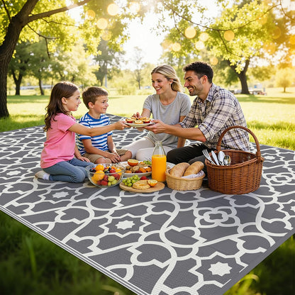 HEBE Outdoor Rug Waterproof Plastic Straw Rug Camping Rug, Reversible Outdoor Patio Rugs RV Mat Clearance, Indoor Outside Floor Carpet for Porch,Deck,Camper,Balcony,Backyard