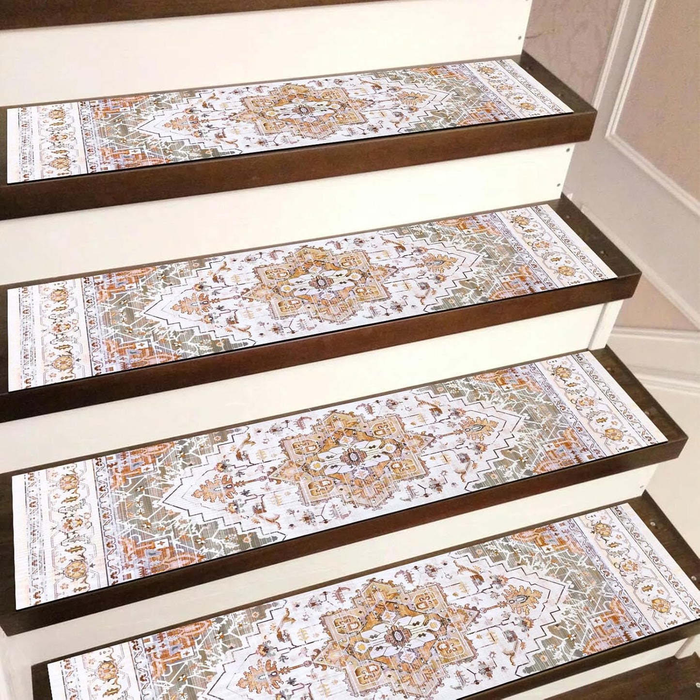 HEBE Carpet Stair Treads for Wooden Steps Indoor Rubber Staircase Step Treads Non Slip Stair Runner Mats for Dogs and Kids Stairway Grip Step Treads Carpet