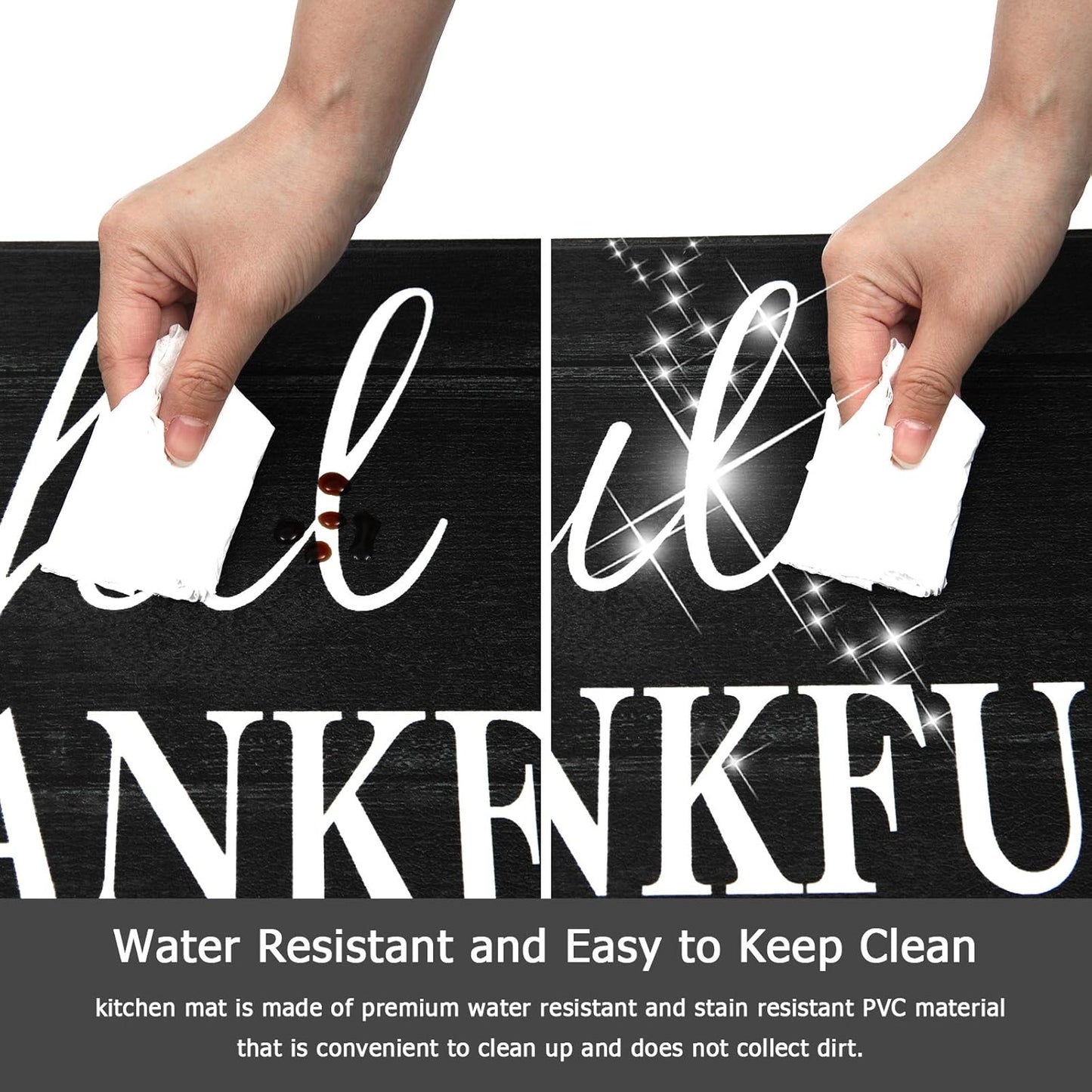 HEBE Anti Fatigue Kitchen Mat Set of 2 Non Slip Cushioned Kitchen Mats for Floor Waterproof Farmhouse Kitchen Rugs and Mats Set Comfort Standing Desk Mat Carpet for Sink,Office,Laundry