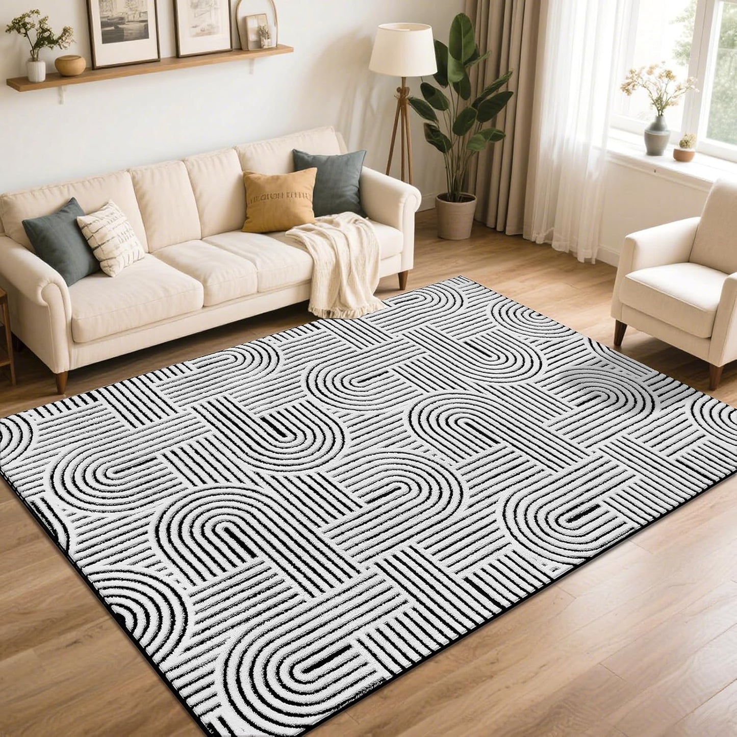Soft Cozy Fluffy Arch Pattern High Low Pile Area Rugs