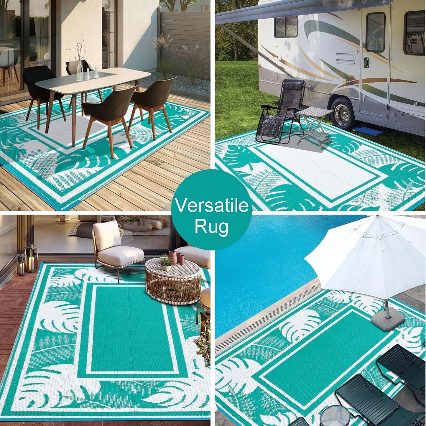 Outdoor Rug 5'x7' Plastic Straw Rugs for Patios RV Camping Mat Reversible Mats Large Floor Mat for RV Outside, Backyard, Deck, Picnic, Beach, Trailer, Camping