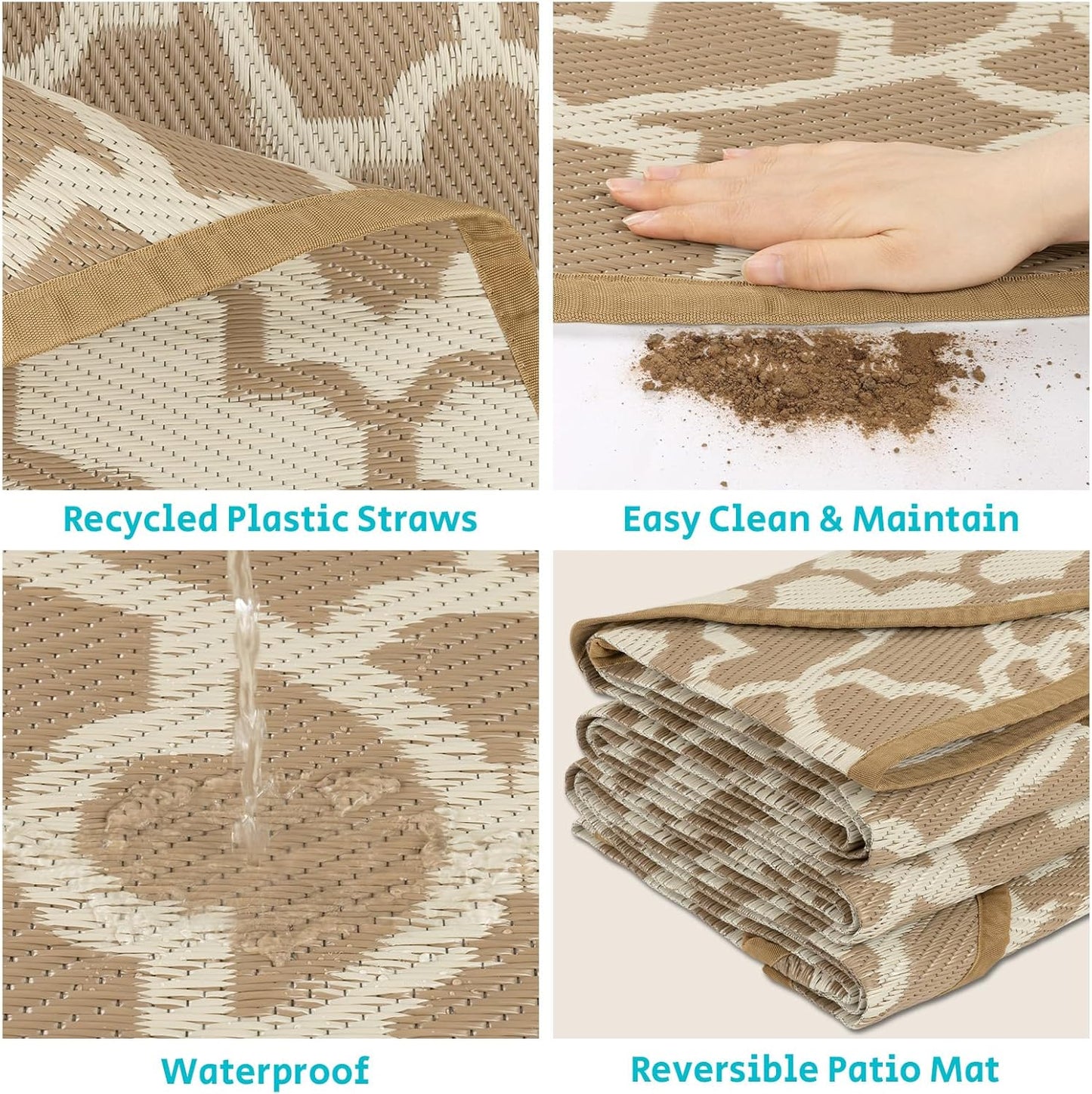 Outdoor Rug 6ft for Patios Waterproof Clearance Reversible Patio Mat Plastic Straw Rug RV Camping Mat Outside Area Rug Carpet for Camping