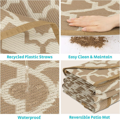 Outdoor Rug 6ft for Patios Waterproof Clearance Reversible Patio Mat Plastic Straw Rug RV Camping Mat Outside Area Rug Carpet for Camping