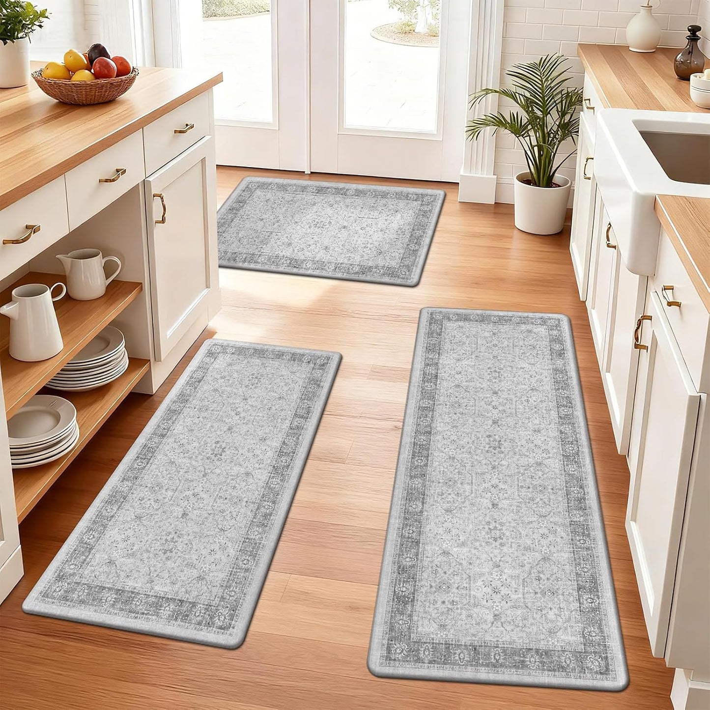 Anti Fatigue Kitchen Floor Mats Set of 3, Cushioned Rugs, Non Slip Comfort Standing Mat, PVC Foam Padded Kitchen Rugs