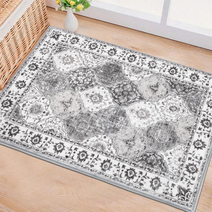 HEBE Washable Area Rug 2'x3' Non Slip Soft Distressed Medallion Bedroom Rug