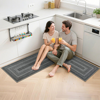 HEBE Boho Kitchen Rugs Sets 3 Piece with Runner Non Slip Kitchen Mats for Floor Washable Bohemian Runner Rug Set of 3 ﻿