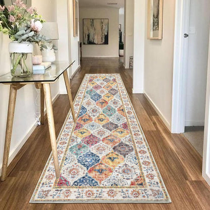 HEBE Hallway Runner Rug Washable Vintage Distressed Area Rugs Non Slip Laundry Rug Runner Boho Floor Carpet Runners for Hallways Entryway Laundry Room Kitchen Bathroom