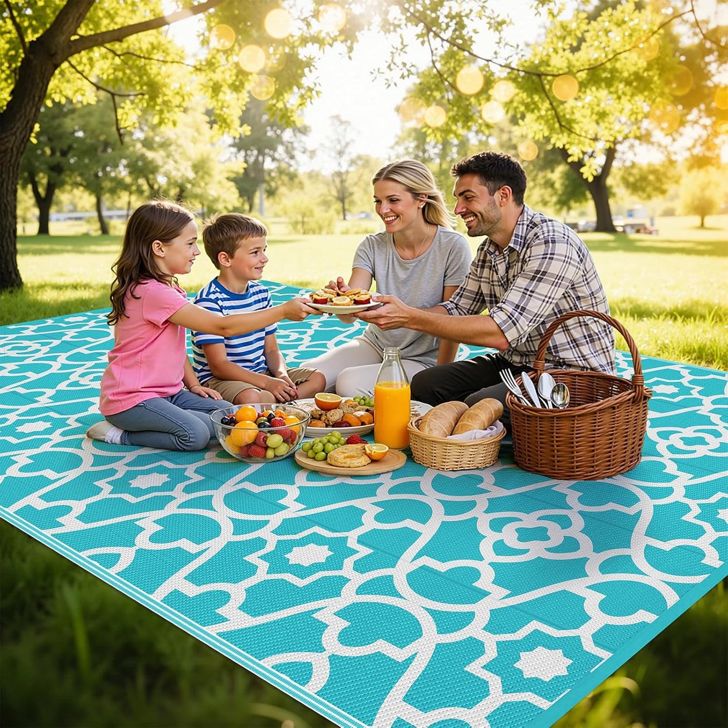 HEBE Outdoor Rug Waterproof Plastic Straw Rug Camping Rug, Reversible Outdoor Patio Rugs RV Mat Clearance, Indoor Outside Floor Carpet for Porch,Deck,Camper,Balcony,Backyard