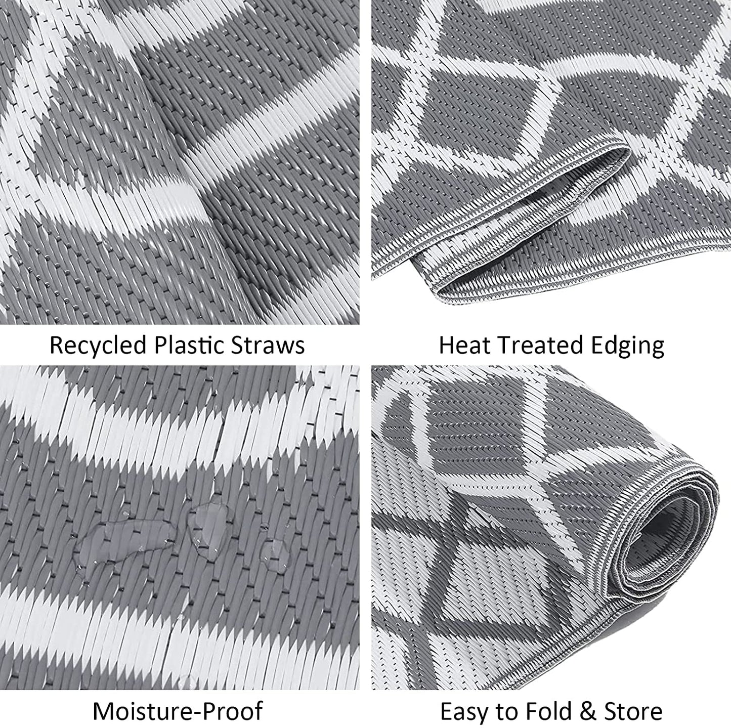 HEBE Waterproof Reversible Outdoor Rug for RV Camping Porch Deck Balcony Backyard Picnic