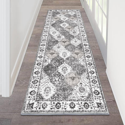 HEBE Hallway Runner Rug Washable Vintage Distressed Area Rugs Non Slip Laundry Rug Runner Boho Floor Carpet Runners for Hallways Entryway Laundry Room Kitchen Bathroom