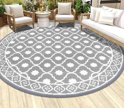 Waterproof Outdoor Rug 6ft, Reversible Plastic Straw Patio Camping Rug