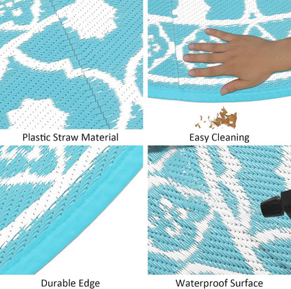 Waterproof Outdoor Rug 6ft, Reversible Plastic Straw Patio Camping Rug