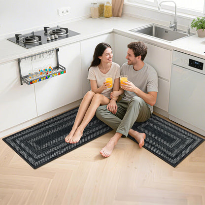 HEBE Boho Kitchen Rugs Sets 3 Piece with Runner Non Slip Kitchen Mats for Floor Washable Bohemian Runner Rug Set of 3 ﻿
